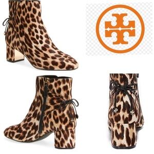 Tory Burch Bootie Laila Genuine Calf Hair Leopard Print Classic(US7)